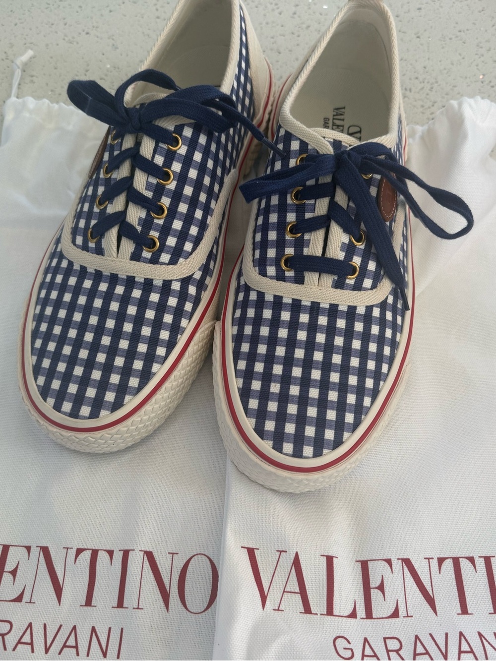 Valentino Garavani Gingham Sneakers — Size 44